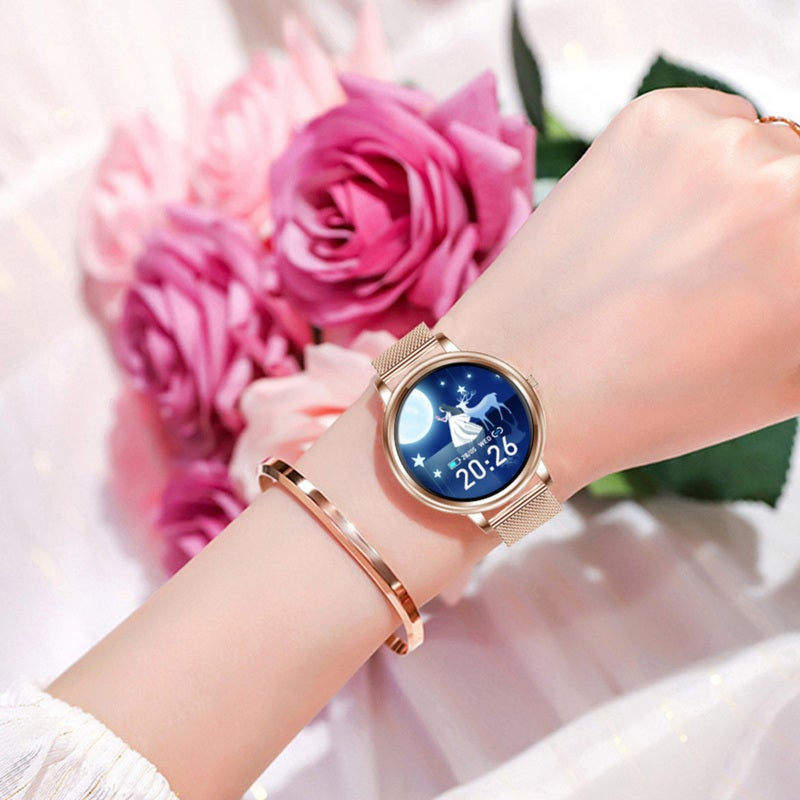 Smartwatch: IP67 Waterproof Ultra Light Thin Full-Screen-Touching Fitness Tracker - Fashionable Lady Style Stainless Steel Band Waterproof Watch for Ladies Sports Daily Use - Image 5