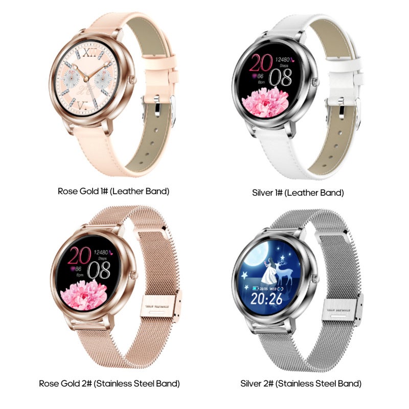 Smartwatch: IP67 Waterproof Ultra Light Thin Full-Screen-Touching Fitness Tracker - Fashionable Lady Style Stainless Steel Band Waterproof Watch for Ladies Sports Daily Use - Image 2