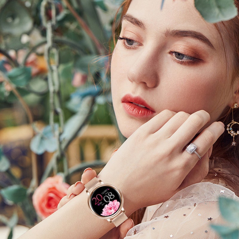 Smartwatch: IP67 Waterproof Ultra Light Thin Full-Screen-Touching Fitness Tracker - Fashionable Lady Style Stainless Steel Band Waterproof Watch for Ladies Sports Daily Use - Image 4