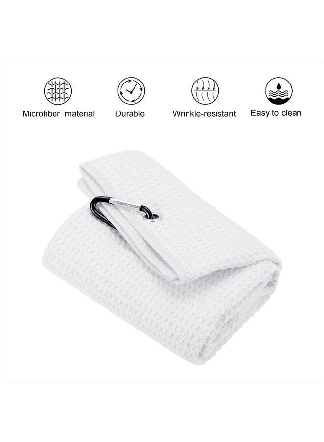 PATIKIL 20"x16" Tri-Fold Golf Towels, Waffle Pattern Towels Soft Fiber Strong Water Absorption with D Clip for Golf Lovers, White - Image 3