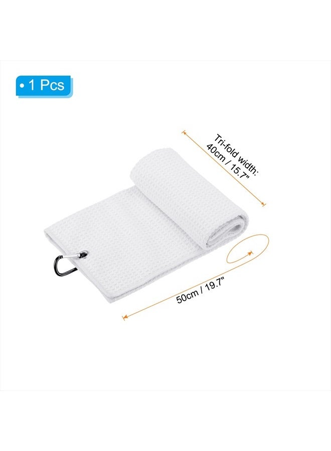 PATIKIL 20"x16" Tri-Fold Golf Towels, Waffle Pattern Towels Soft Fiber Strong Water Absorption with D Clip for Golf Lovers, White - Image 2