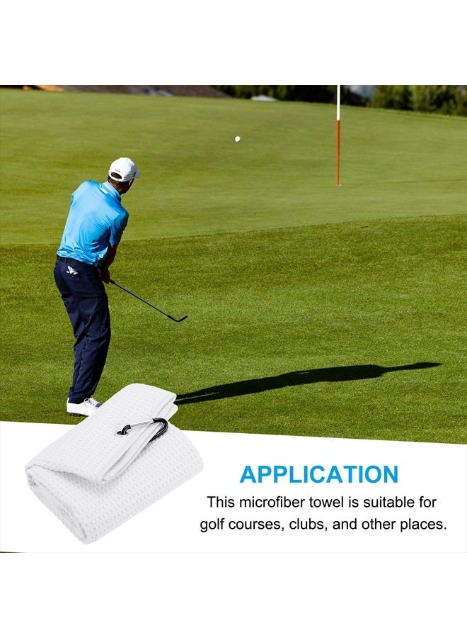 PATIKIL 20"x16" Tri-Fold Golf Towels, Waffle Pattern Towels Soft Fiber Strong Water Absorption with D Clip for Golf Lovers, White - Image 5