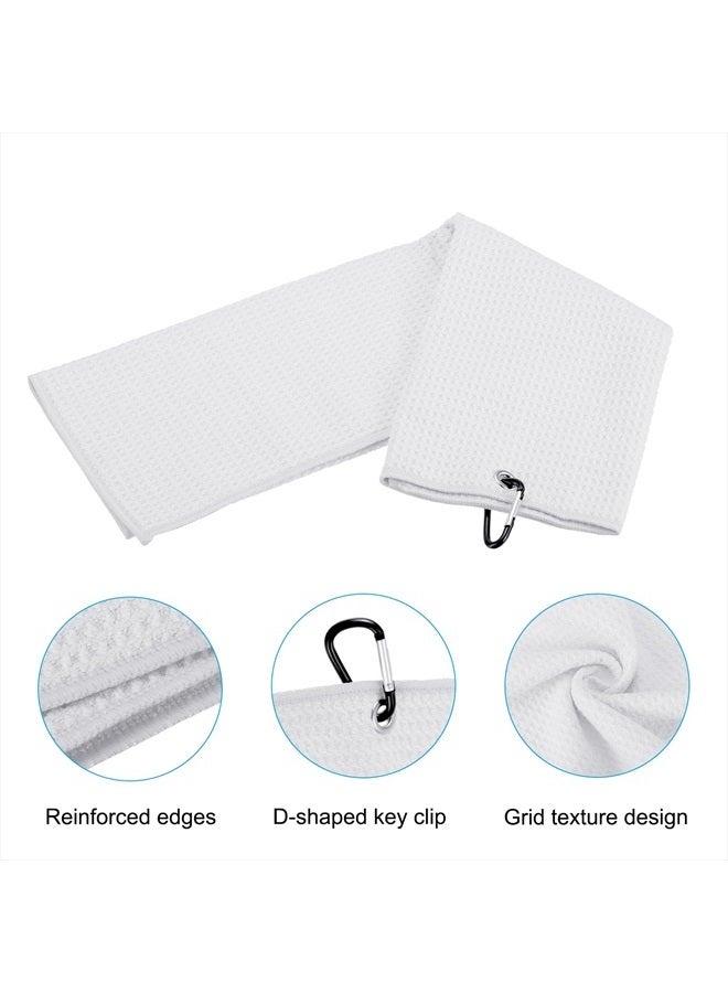 PATIKIL 20"x16" Tri-Fold Golf Towels, Waffle Pattern Towels Soft Fiber Strong Water Absorption with D Clip for Golf Lovers, White - Image 4