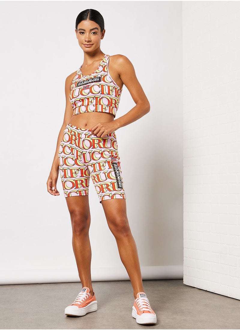 NAPAPIJRI x FIORUCCI - All-Over Logo Print Bike Shorts - Image 1