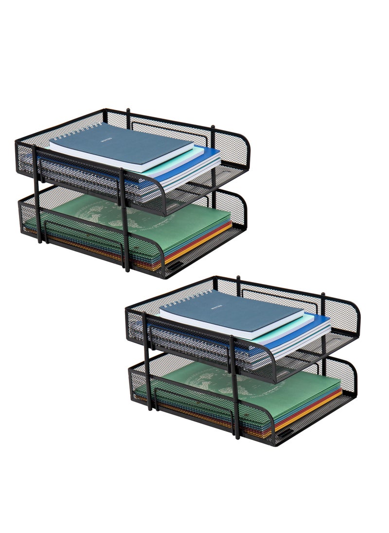 Mind Reader Mind Reader Network Collection 2Tier Paper Tray Letter Size Stackable File and Document Holder Desktop Organizer Metal Mesh Black 