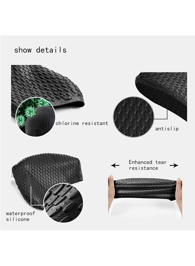Silicone Swim Cap With 3D Ergonomic Beautiful Design For Men, Girls, Ideal For Curly Short Medium Long Hair, Protecting Hair From Chlorine, Bacteria, Sand In The Water, Odorless And Comfortable - Image 4