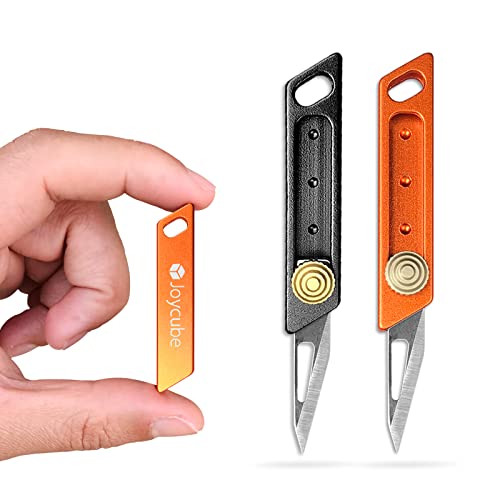 Joycube 2Pack Mini Utility Knife Box Cutter, Compact Retractable Package Letter Opener, Small Pocket Knives EDC Cutting Tool Black and Orange, Gifts for Women Girls Men - Image 1