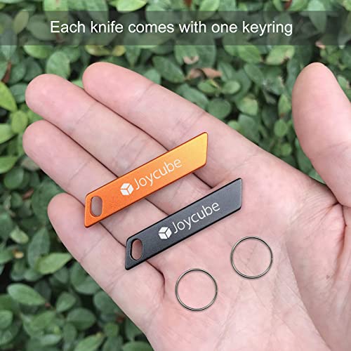 Joycube 2Pack Mini Utility Knife Box Cutter, Compact Retractable Package Letter Opener, Small Pocket Knives EDC Cutting Tool Black and Orange, Gifts for Women Girls Men - Image 2