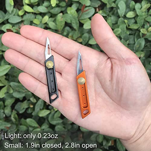 Joycube 2Pack Mini Utility Knife Box Cutter, Compact Retractable Package Letter Opener, Small Pocket Knives EDC Cutting Tool Black and Orange, Gifts for Women Girls Men - Image 5