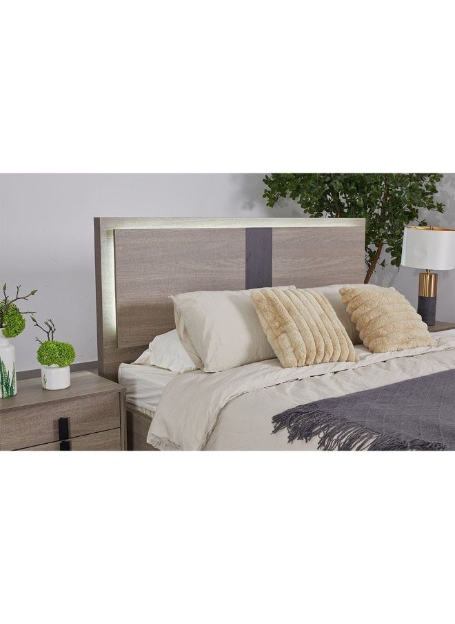 DANUBE HOME Regal 180X200 King Bed Set With Led+2 Nightstands+Dresser/Mirror| Strong and Sturdy Modern Design Bed Set Quiet And Comfortable Bed -Grey+Black  - Image 1
