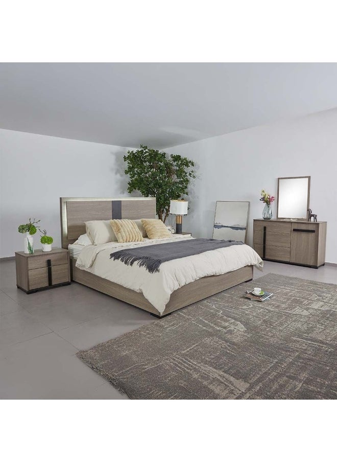DANUBE HOME Regal 180X200 King Bed Set With Led+2 Nightstands+Dresser/Mirror| Strong and Sturdy Modern Design Bed Set Quiet And Comfortable Bed -Grey+Black  - Image 5
