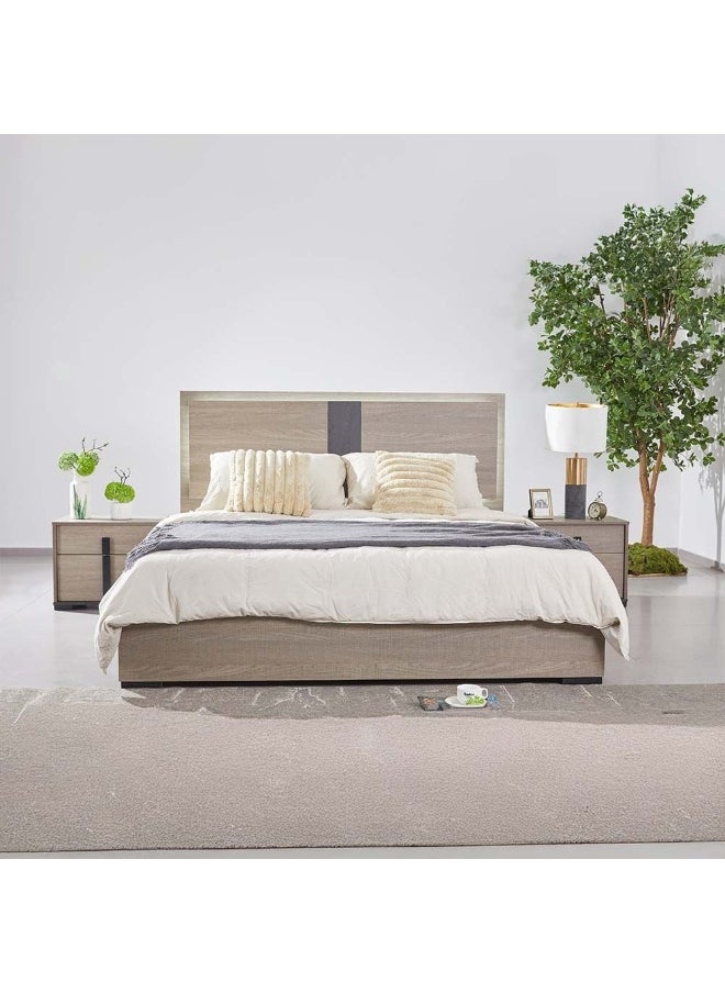 DANUBE HOME Regal 180X200 King Bed Set With Led+2 Nightstands+Dresser/Mirror| Strong and Sturdy Modern Design Bed Set Quiet And Comfortable Bed -Grey+Black  - Image 4