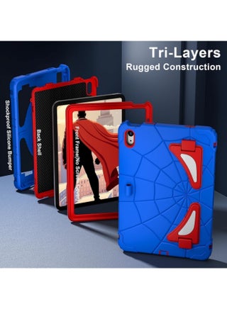 جراب لجهاز iPad (A16) الجيل الحادي عشر (11 بوصة)/iPad الجيل العاشر (10.9 بوصة) - جراب لطيف وجذاب للأطفال، بتصميم كرتوني، مزود بمسند وحزام كتف وحامل أقلام، مقاوم للصدمات (أزرق وأحمر). - view 2