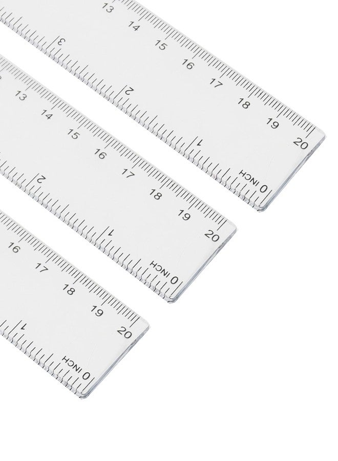 LEXININ 100 Pack 8 Inch Clear Plastic Ruler, 20cm Plastic Straight Ruler for Designer, Engineer - Image 3