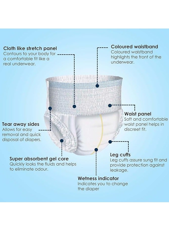 Kare In Adult Diaper Pants Style Medium Waist Size 75-100cm (30"-40") 10 Pieces | Leak Proof | Wetness Indicator | High Absorbency Upto 12 Hours Protection | Elastic Waistband | Unisex Diaper - Image 3