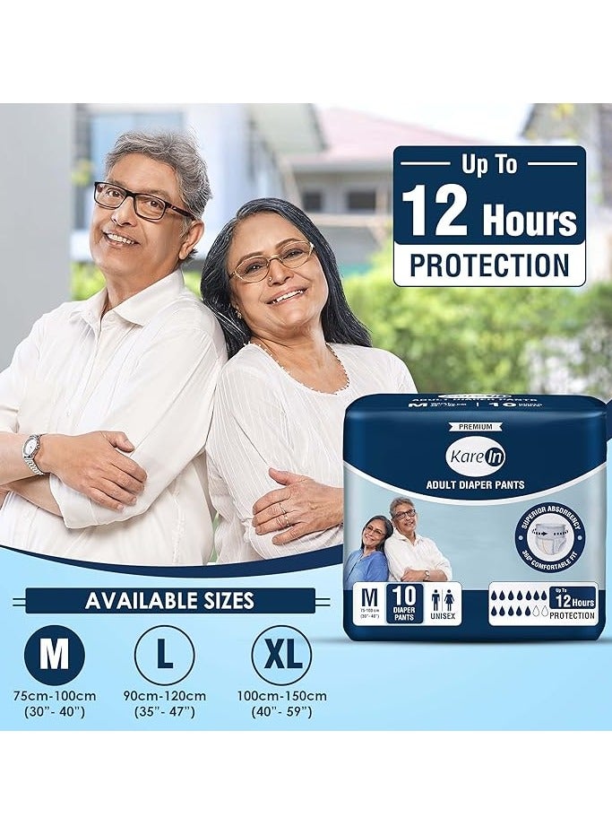 Kare In Adult Diaper Pants Style Medium Waist Size 75-100cm (30"-40") 10 Pieces | Leak Proof | Wetness Indicator | High Absorbency Upto 12 Hours Protection | Elastic Waistband | Unisex Diaper - Image 5