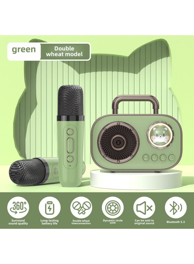 كوالتي ميكروفون مدمج بلوتوث مزدوج للعائلة - سماعة صغيرة محمولة عالية الجودة للغناء في الهواء الطلق - Image 1