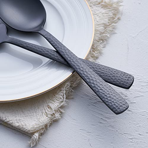 FULLYWARE Matte Black Serving Utensil Set, 9.5-inch Stainless Steel Large Serving Spoon and Serving Fork, Satin Finish - Image 4