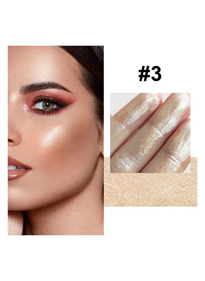 Jutqut - Face Highlighter Makeup Palette, Shimmer Glitter Diamond Sparkly Highlighters Makeup Palette Powder For Face Body Cheek Skin 03# Champagne Gold - Image 1