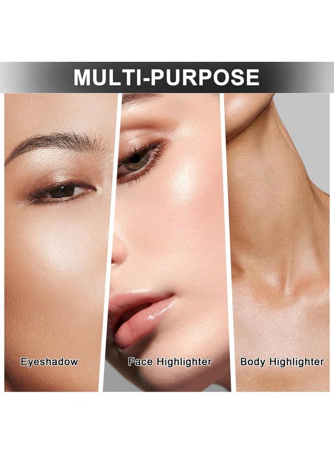 Jutqut - Face Highlighter Makeup Palette, Shimmer Glitter Diamond Sparkly Highlighters Makeup Palette Powder For Face Body Cheek Skin 03# Champagne Gold - Image 1