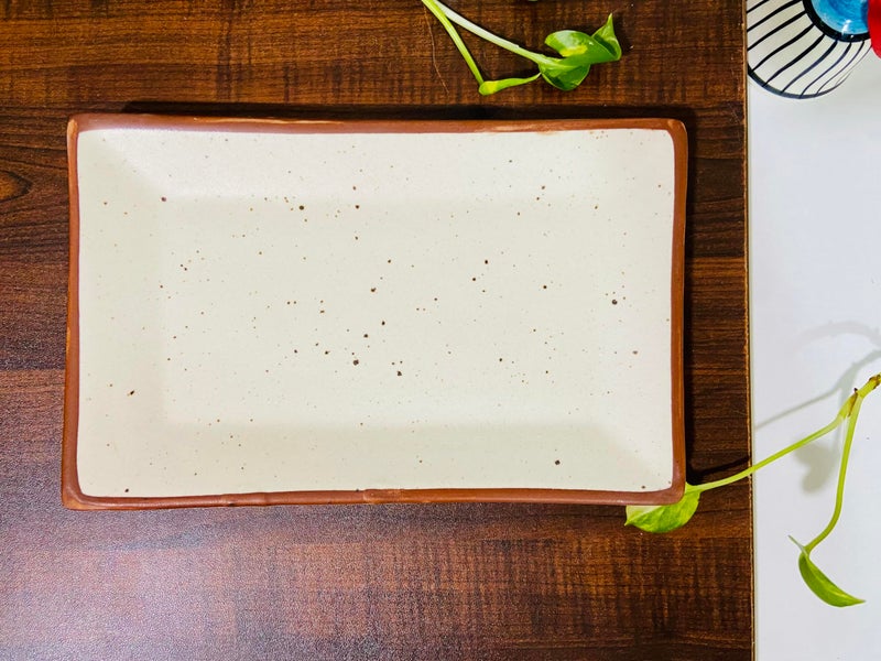 ALTAICA Ceramic Serving Platter Snacks, Kabab, Starter, Salad, Heavy Quality Ceramic Serving Platters Perfect for Modern Kitchen- Matte Marble Finish Size -23x15 cm - Image 4
