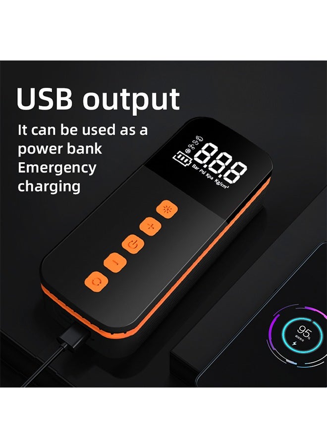 جوشبيرغ - منفاخ إطارات محمول، ضاغط هواء لاسلكي، بنك طاقة مع شاشة LCD، ضوء LED، مع مضخة هواء ببطارية قابلة لإعادة الشحن بقدرة 3000 مللي أمبير في الساعة للسيارة - Image 1