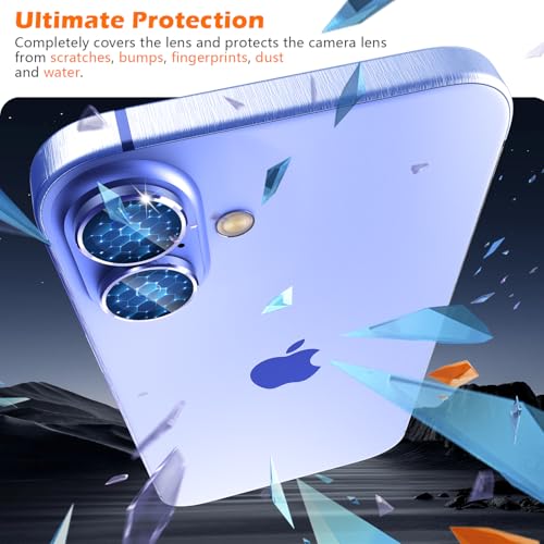 imluckies Camera Lens Protector for iPhone 16 / iPhone 16 Plus, AR+AF Tempered Glass 9H Anti-Scratch Metal Individual Lens Cover, HD Clear Camera Accessories, Case Friendly - Ultramarine - Image 2