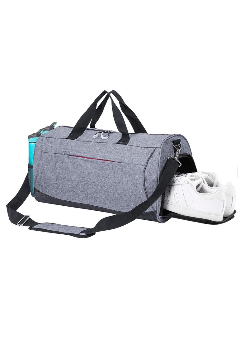 Relex Gym Bag for Men and Women, Sports Duffel Bag with Shoes Compartment and Wet Pocket, Small Duffle Bags for Swimming, Basketball, Carry on Overnight Bag for Travel, Black (Grey)  - Image 1