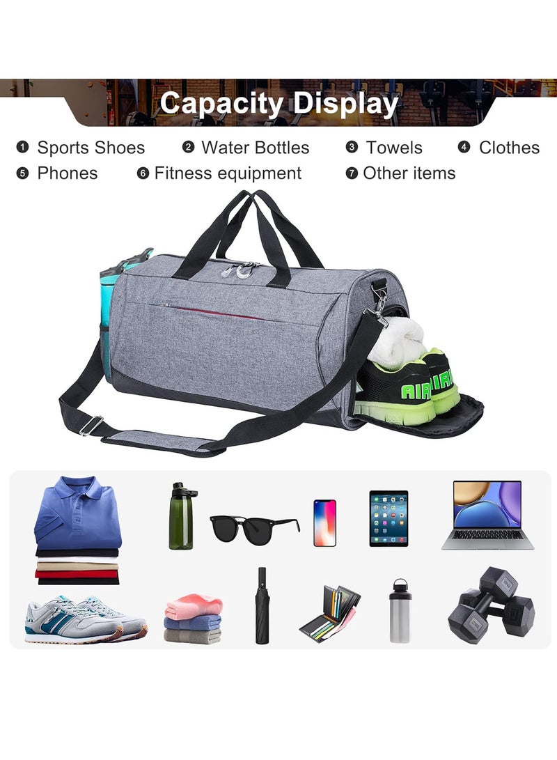 Relex Gym Bag for Men and Women, Sports Duffel Bag with Shoes Compartment and Wet Pocket, Small Duffle Bags for Swimming, Basketball, Carry on Overnight Bag for Travel, Black (Grey)  - Image 3