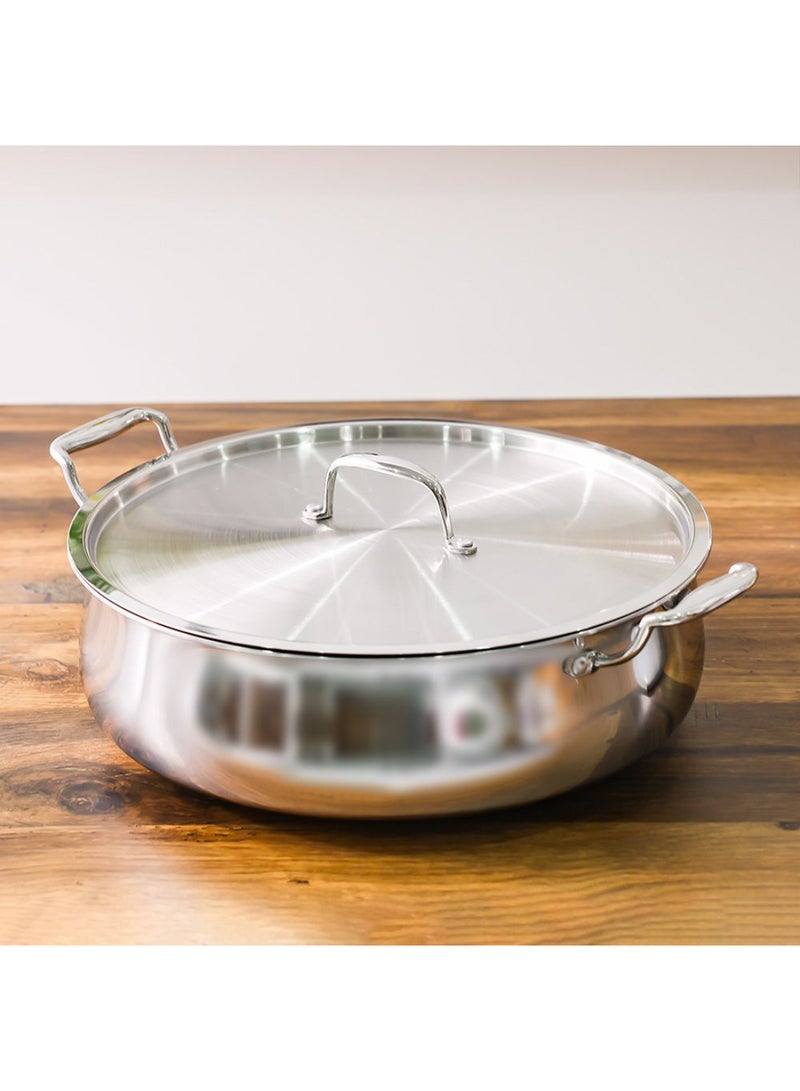 DANUBE HOME Chef’s Delight Triply Lazeez Handi with Lid – Premium Stainless Steel Handi for Biryanis, Curries & Gravies, Gas & Induction Compatible, Durable Cookware for Home Kitchen -32 Cm - Image 1