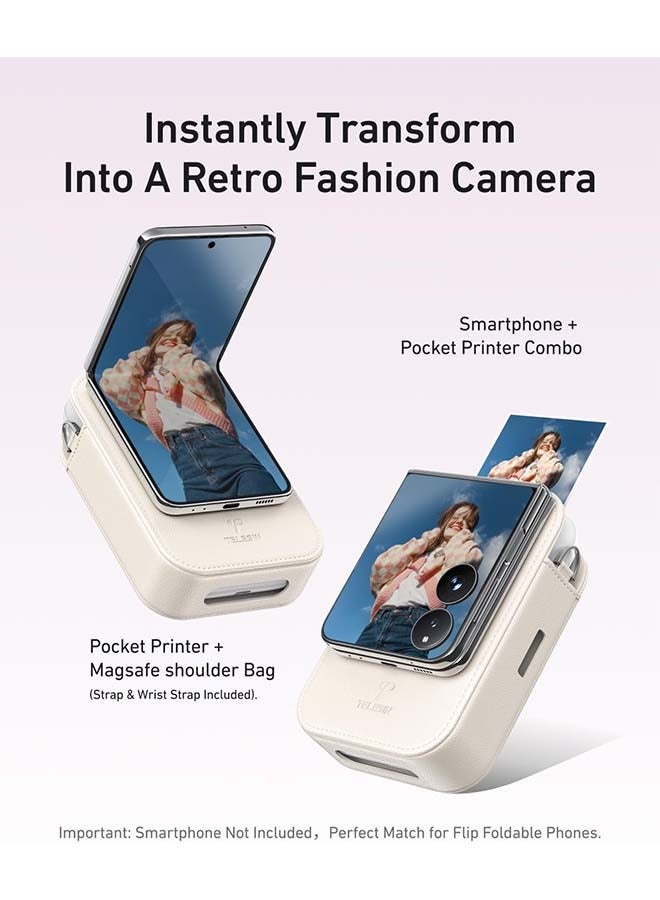 TELESIN TELESIN Liene x Photo with Leather Bag Set - FunShot 2x3 Portable Instant Printer with Zink Sticky-Backed Paper, Carry Bag, Wrist Strap, Mini Color Mono Picture Printer for iPhone Andorid  - Image 2