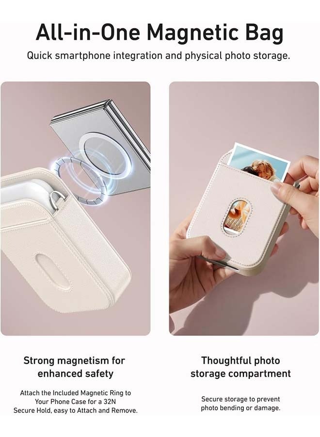 TELESIN TELESIN Liene x Photo with Leather Bag Set - FunShot 2x3 Portable Instant Printer with Zink Sticky-Backed Paper, Carry Bag, Wrist Strap, Mini Color Mono Picture Printer for iPhone Andorid  - Image 5