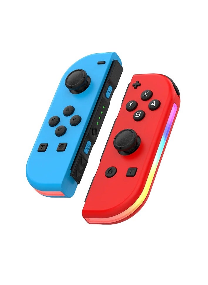 وحدة تحكم لاسلكية RGB، وحدة تحكم بلوتوث جيروسكوبية ذات 6 محاور، لوحة ألعاب خفيفة الوزن ومحمولة مع وظيفة الاستيقاظ، وحدة تحكم ألعاب مزدوجة الاهتزاز لنينتندو سويتش، (أزرق وأحمر) - Image 1