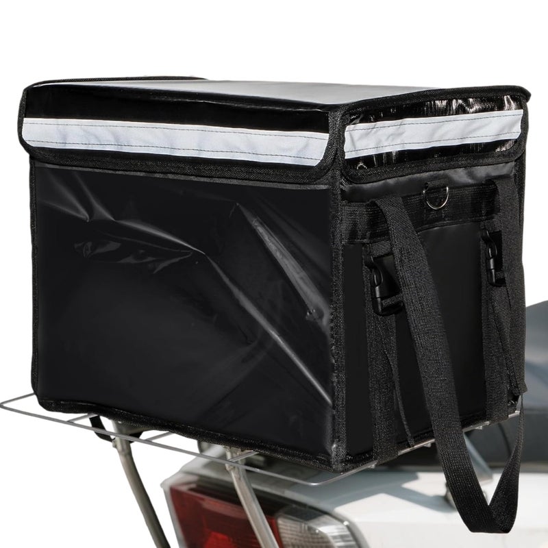 DEAYOU Insulated Food Delivery Bag for Bike Pizza Delivery Bag with Divider and Rear Rack Waterproof Thermal Catering Bag for Scooter Motorcycle 173x126x134 48L Fit 12 Pizza Box Foldable - Image 2