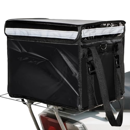 DEAYOU Insulated Food Delivery Bag for Bike Pizza Delivery Bag with Divider and Rear Rack Waterproof Thermal Catering Bag for Scooter Motorcycle 173x126x134 48L Fit 12 Pizza Box Foldable - Image 1