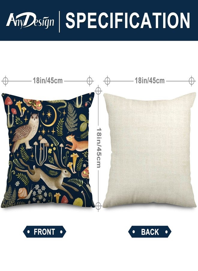 AnyDesign Rustic Forest Throw Pillow Case Dark Woodland Wild Animals Pillow Covers 18 x 18 Inch Decorative Animal Plants Farmhouse Cushion Case for Home Sofa Couch Office Decoration, 2 Packs - Image 2