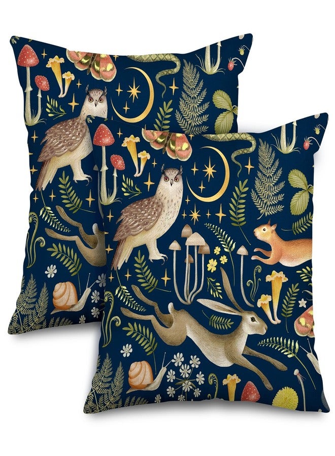 AnyDesign Rustic Forest Throw Pillow Case Dark Woodland Wild Animals Pillow Covers 18 x 18 Inch Decorative Animal Plants Farmhouse Cushion Case for Home Sofa Couch Office Decoration, 2 Packs - Image 1
