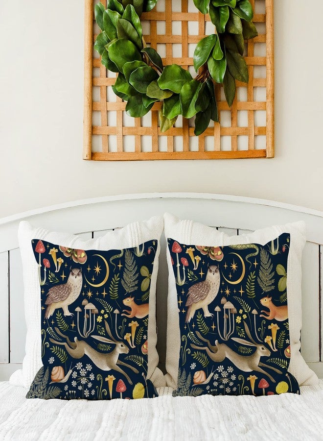 AnyDesign Rustic Forest Throw Pillow Case Dark Woodland Wild Animals Pillow Covers 18 x 18 Inch Decorative Animal Plants Farmhouse Cushion Case for Home Sofa Couch Office Decoration, 2 Packs - Image 5