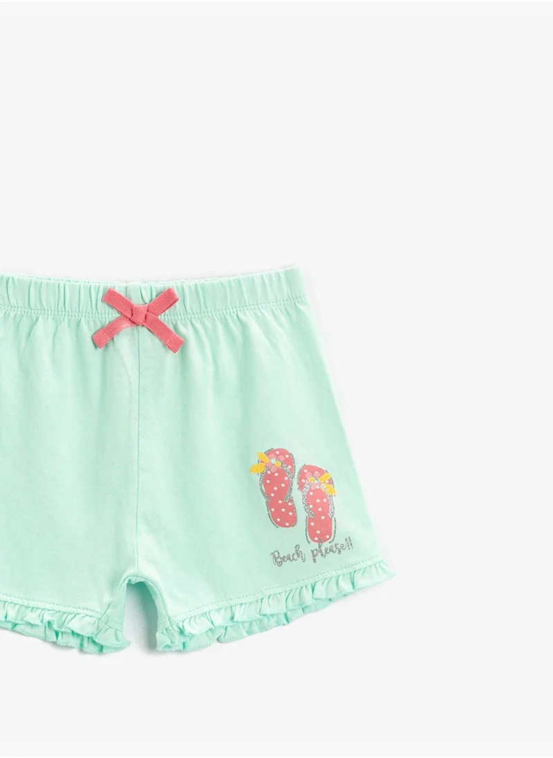 KOTON Printed Elastic Waist Short Cotton