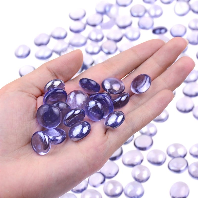 KINGOU Flat Glass Gems/Beads/Stones for Vase Filler, Table Scatter, Games - 1 Lbs (14-16mm, Approx. 5/8") - Image 2