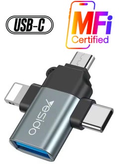 Yesido 3-in-1 USB-C to Micro 8-Pin OTG Adapter Mobile Phone to USB 3.0 for IP for Computer Use