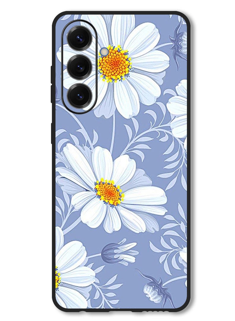 Theodor Case Compatible with Samsung Galaxy M56 6.74 Inch Protection Shockproof Bumper Cover White Yellow Flower - Image 1