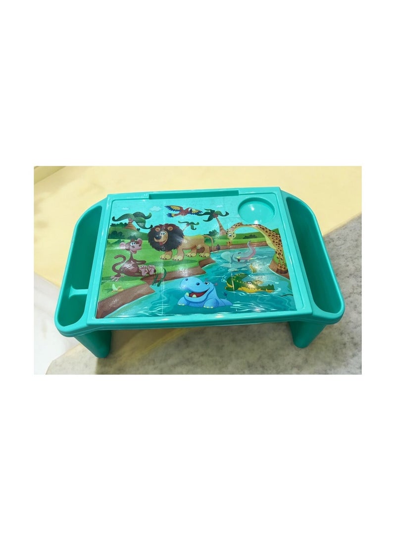 Generic Children's school table with side holes, green 