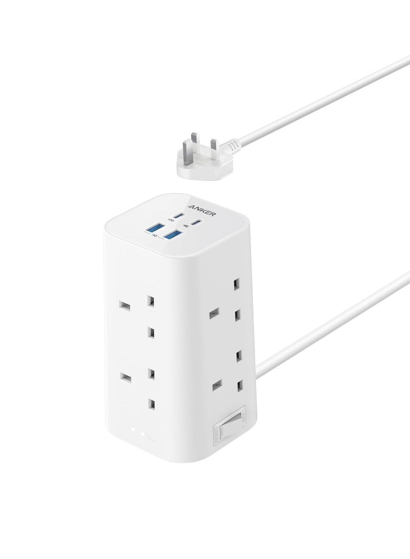 Anker Prime 250W USB C Charger, Ultra-Fast 6-Port GaN Charging Station, 2.26" LCD Display and Smart Control Dial, Compatible with MacBook Pro/Air, iPhone 17/16/15, Huawei, Samsung, iPad and More & Tower Extension Lead with USB Slots, 12-in-1 Surge Protector Plug Extension Socket with Switch (13A, 2990W), 20W USB C Fast Charging Power Strip, 8 AC Outlets, 4 USB Ports, 2m Extension Cable Bundle - Image 3