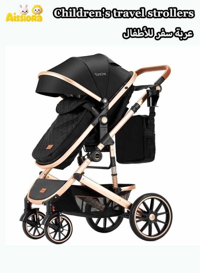Aissiora Children's travel strollers Baby strollers Child safety seats Can sit or lie down Lightweight folding Shock-absorbing two-way baby stroller  - Image 1