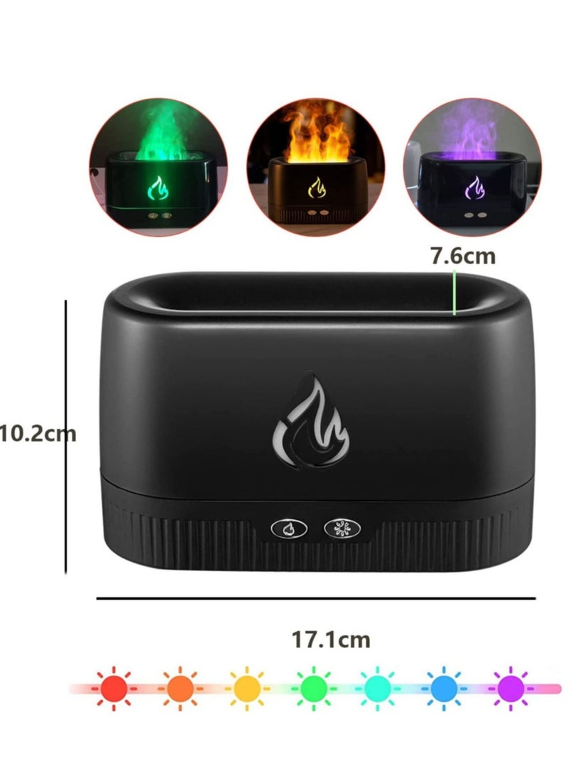 Flame Air Diffuser,Humidifier,Portable Noiseless Aroma Diffuser with Multicolor Lights Waterless Auto Off Protection Essential Oil Diffuser for Home,Office,Bedroom or Yoga (Black) - Image 2