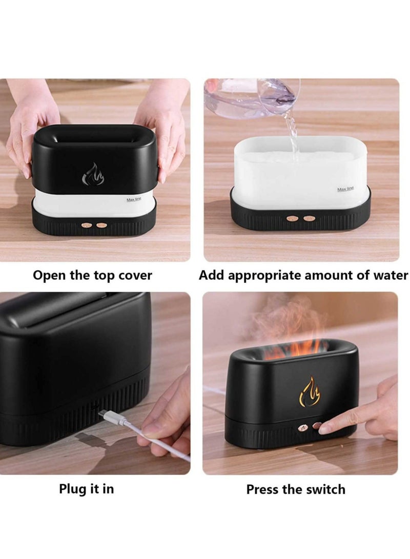 Flame Air Diffuser,Humidifier,Portable Noiseless Aroma Diffuser with Multicolor Lights Waterless Auto Off Protection Essential Oil Diffuser for Home,Office,Bedroom or Yoga (Black) - Image 4