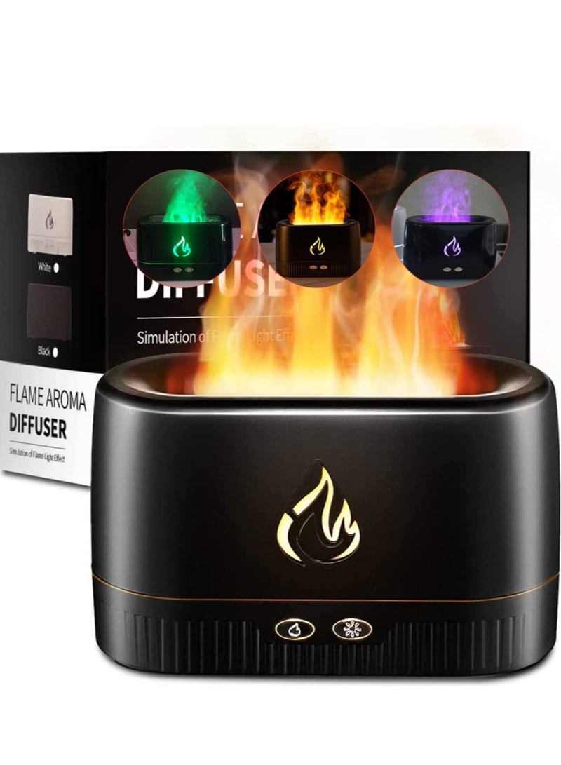 Flame Air Diffuser,Humidifier,Portable Noiseless Aroma Diffuser with Multicolor Lights Waterless Auto Off Protection Essential Oil Diffuser for Home,Office,Bedroom or Yoga (Black) - Image 1