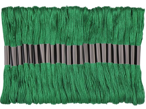 Dercuy 24 Skeins Green Embroidery Floss, Embroidery Thread, Friendship Bracelet String with Floss Bobbins, Cross Stitch for DIY Making, Embroidery Crafts - Image 1