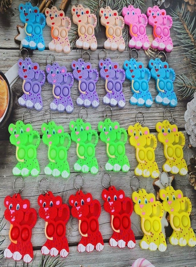 HOZKEAP 24 Packs Leopards Animal Bulk Mini Pop Fidget Keychain,Boys and Girls kids Birthday Party Favors Supplies Classroom Students Bubble Prize - Image 2